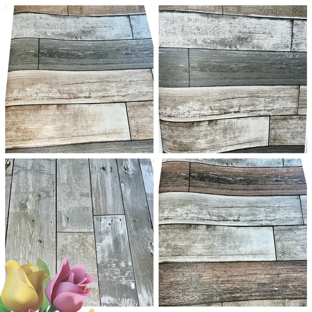 Large Rustic Multicolor Wood Panels Wallpaper sheet samples x10